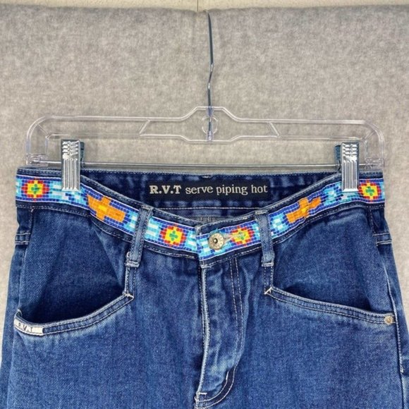 Vintage 1990’s RVT Serve Piping Hot Jeans High Rise Embroidered Dragonfly 7/8 - Picture 6 of 12